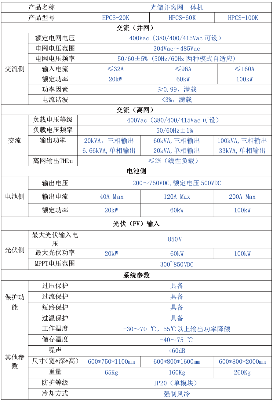 KHC-HPCS-20k/40k  光儲并離網一體機